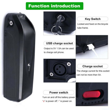 36v/48v/52v ebike battery 13ah 17.5ah 20ah hailong li ion ebike bicycle battery with charger and usb, bms protection board for100w 1500w motor