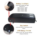 36v/48v/52v ebike battery 13ah 17.5ah 20ah hailong li ion ebike bicycle battery with charger and usb, bms protection board for100w 1500w motor